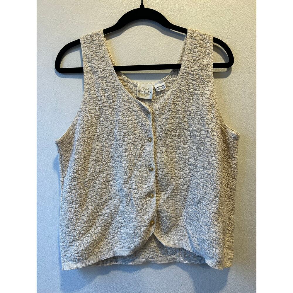 JR Bentley 100% Cotton Cream Textured Button Front Vest Tank Top XL